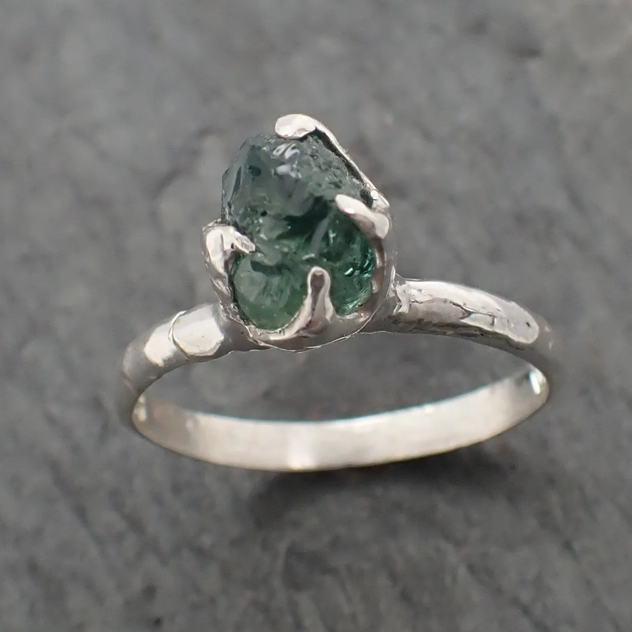 rough green sapphire sterling silver ring gemstone solitaire recycled statement ss00073 Alternative Engagement