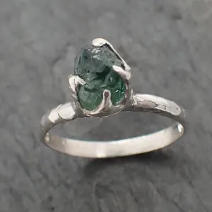 rough green sapphire sterling silver ring gemstone solitaire recycled statement ss00073 Alternative Engagement