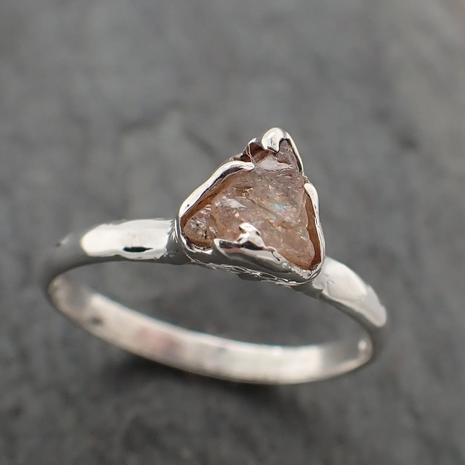 rough pink sapphire sterling silver ring gemstone solitaire recycled statement ss00075 Alternative Engagement