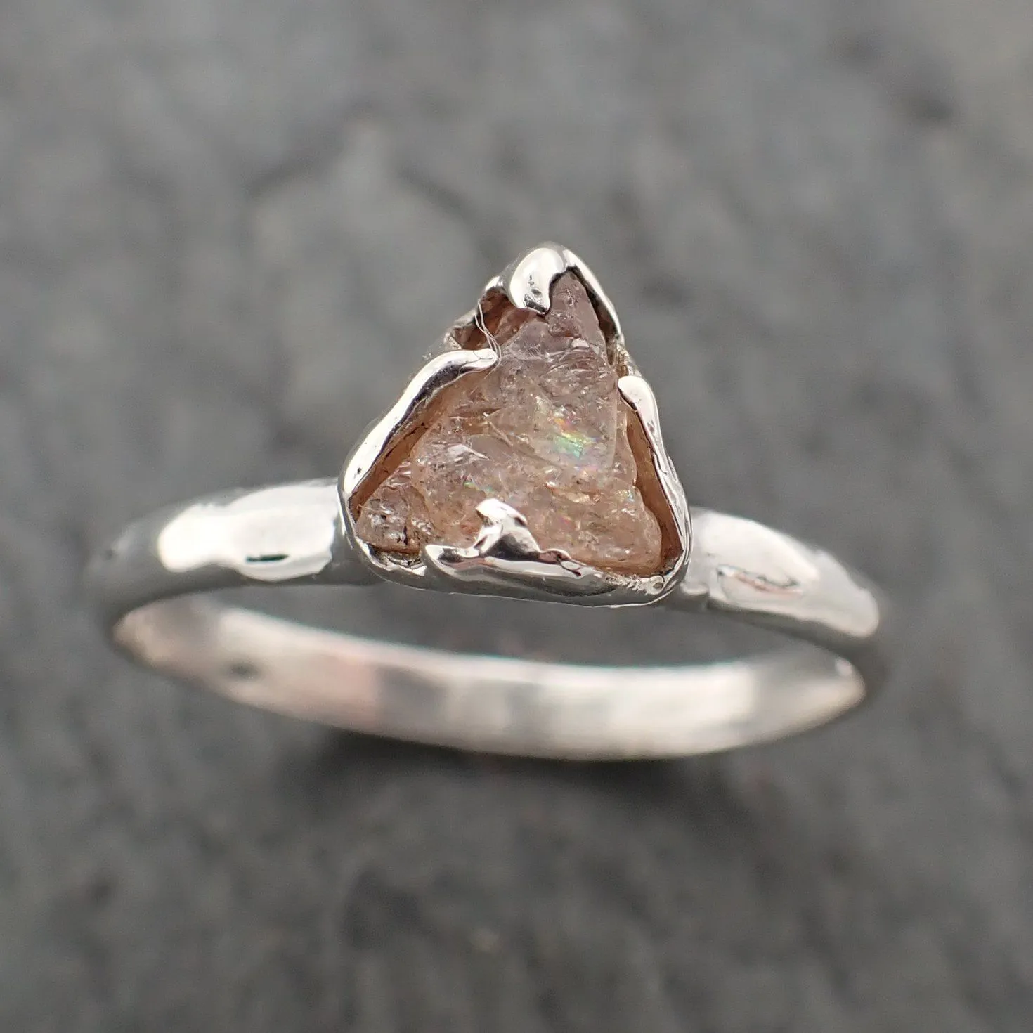 rough pink sapphire sterling silver ring gemstone solitaire recycled statement ss00075 Alternative Engagement