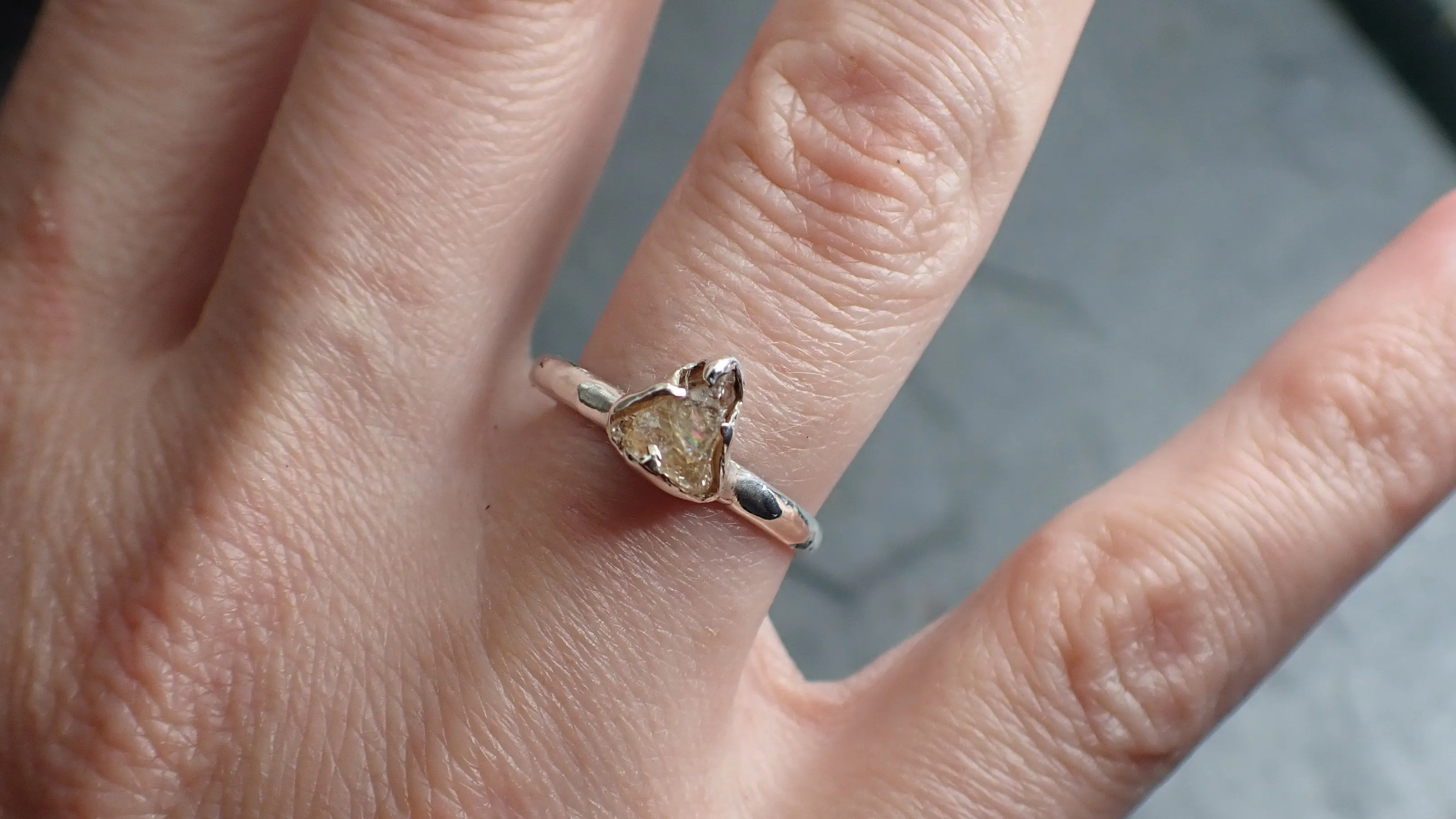 rough pink sapphire sterling silver ring gemstone solitaire recycled statement ss00075 Alternative Engagement