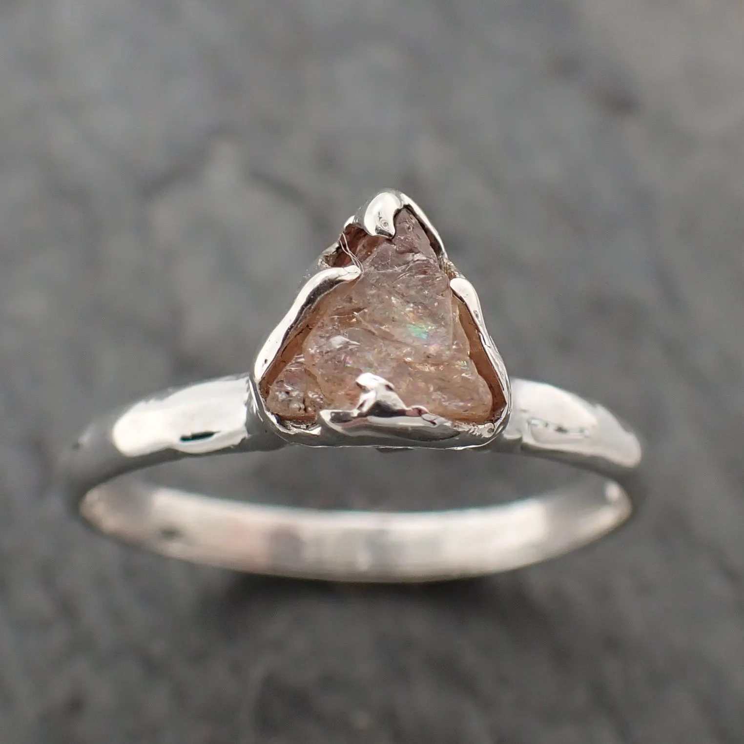 rough pink sapphire sterling silver ring gemstone solitaire recycled statement ss00075 Alternative Engagement