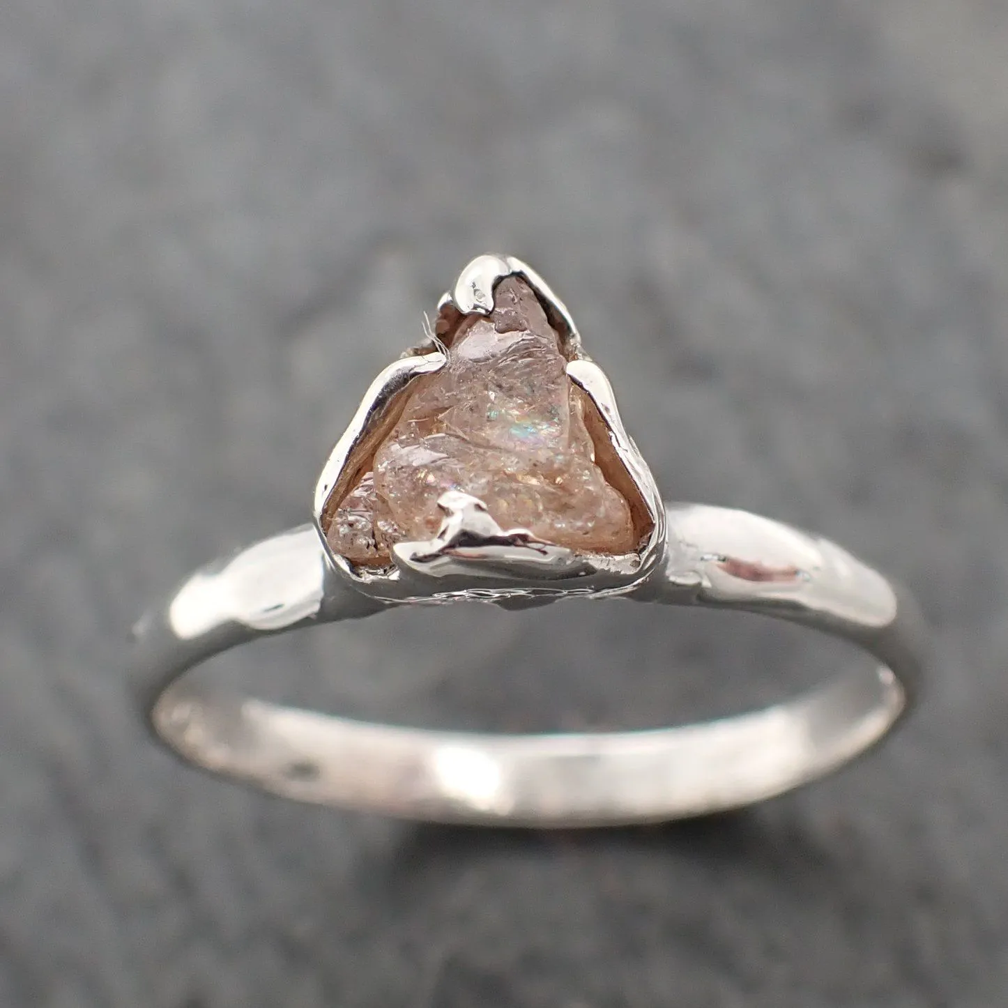 rough pink sapphire sterling silver ring gemstone solitaire recycled statement ss00075 Alternative Engagement