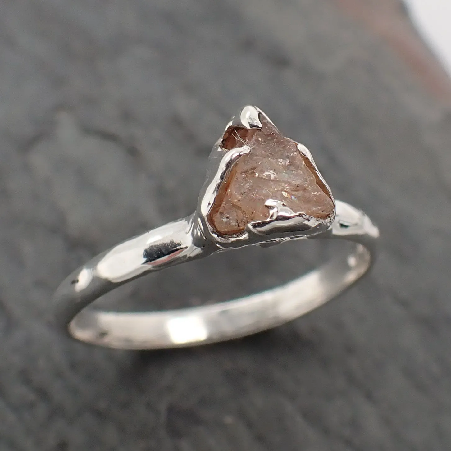 rough pink sapphire sterling silver ring gemstone solitaire recycled statement ss00075 Alternative Engagement