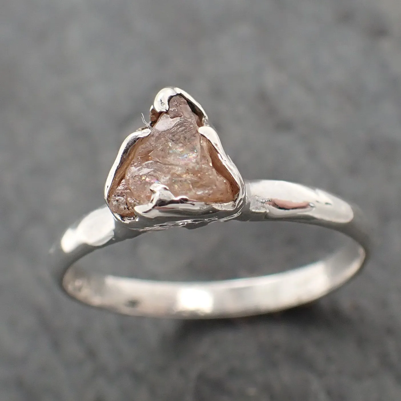 rough pink sapphire sterling silver ring gemstone solitaire recycled statement ss00075 Alternative Engagement