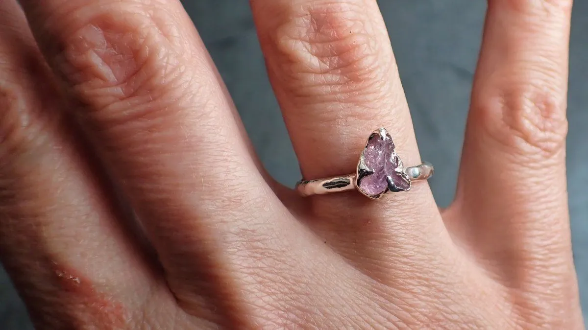 rough sapphire sterling silver ring gemstone solitaire recycled statement ss00066 Alternative Engagement