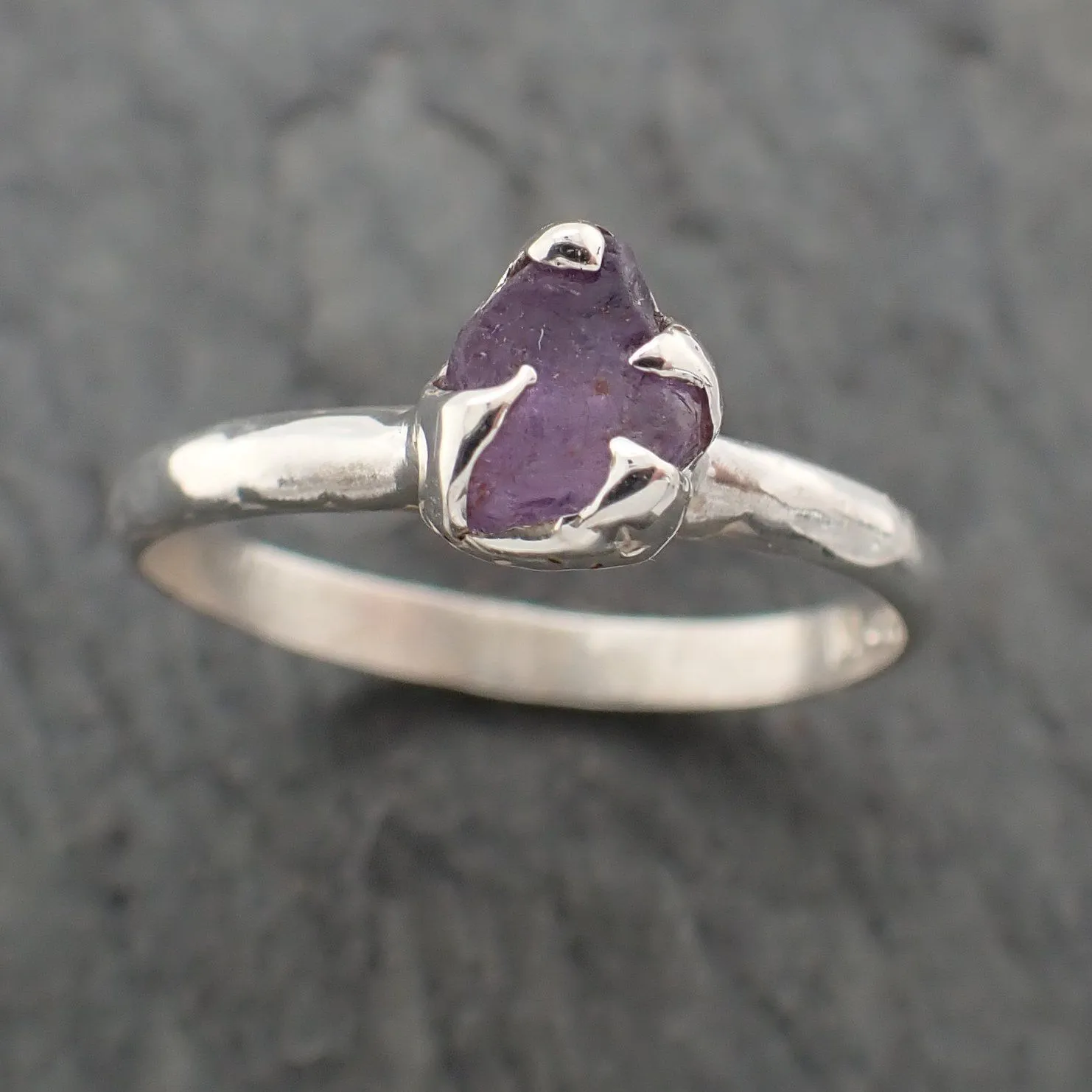 rough sapphire sterling silver ring gemstone solitaire recycled statement ss00072 Alternative Engagement