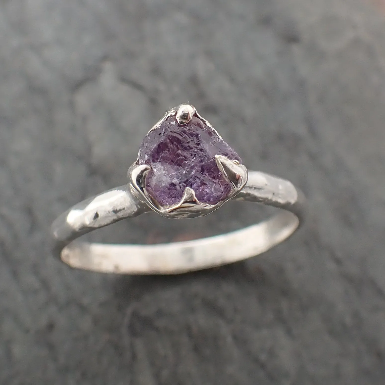 rough sapphire sterling silver ring gemstone solitaire recycled statement ss00076 Alternative Engagement