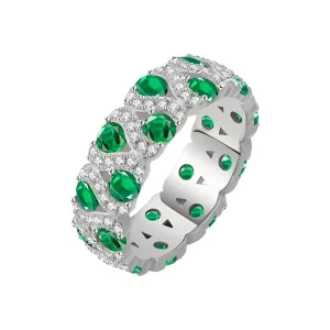 Round Cut Lab Emerald Wedding Band