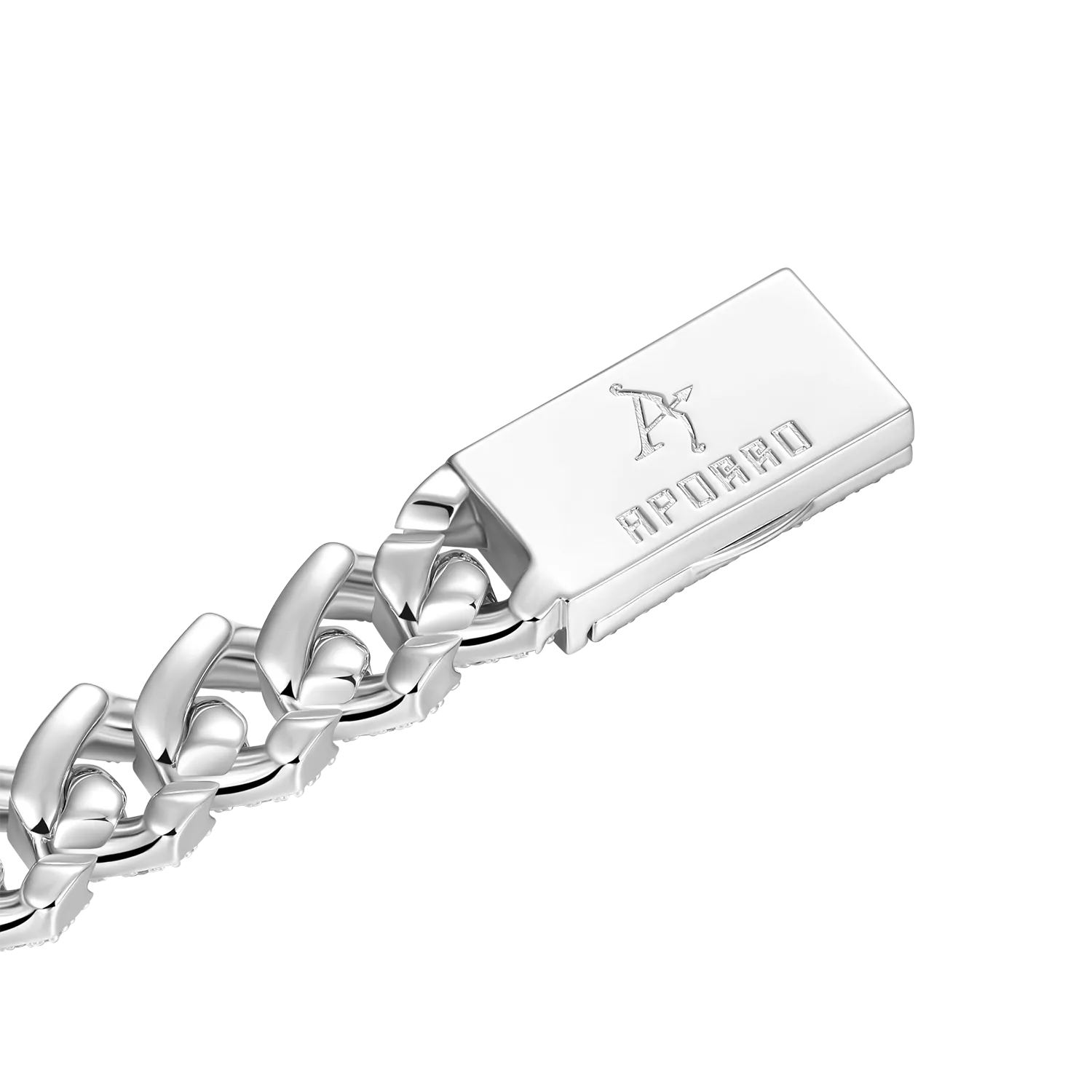 Round Cut Prong Cuban Link Chain in White Gold - 10mm
