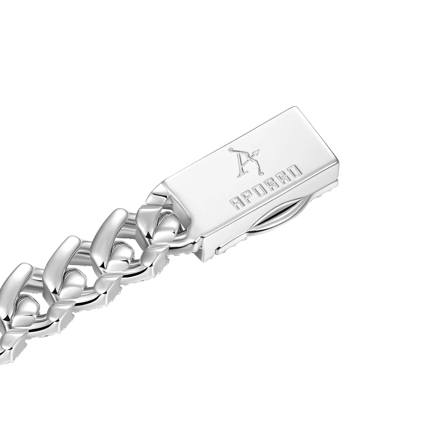 Round Cut Prong Cuban Link Chain in White Gold - 8mm