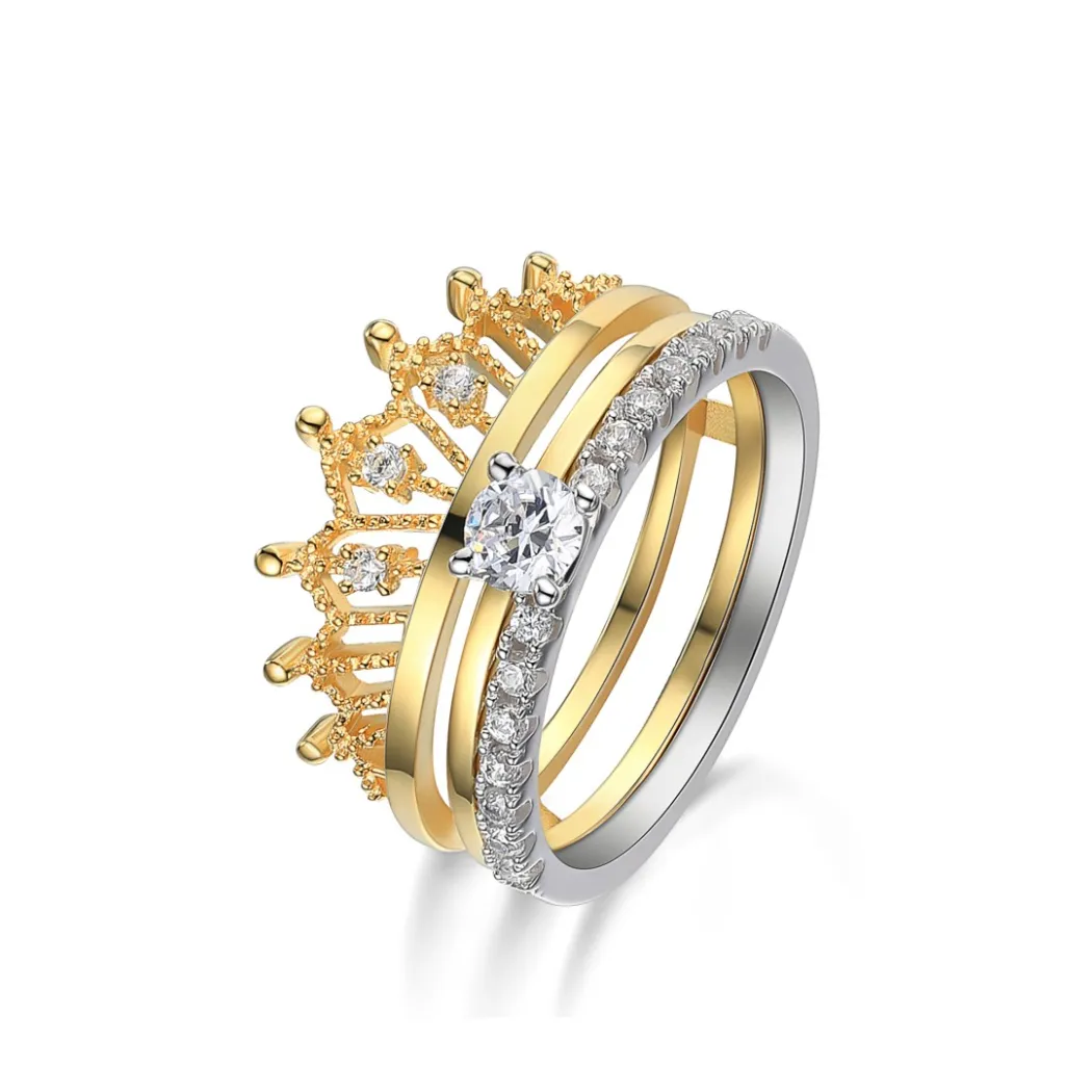 Round Diamond Crown Shaped Insert Ring Set