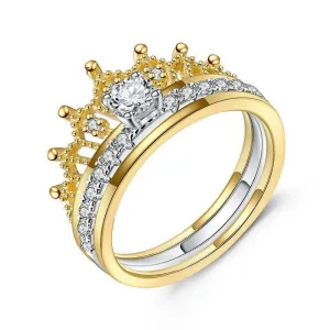 Round Diamond Crown Shaped Insert Ring Set