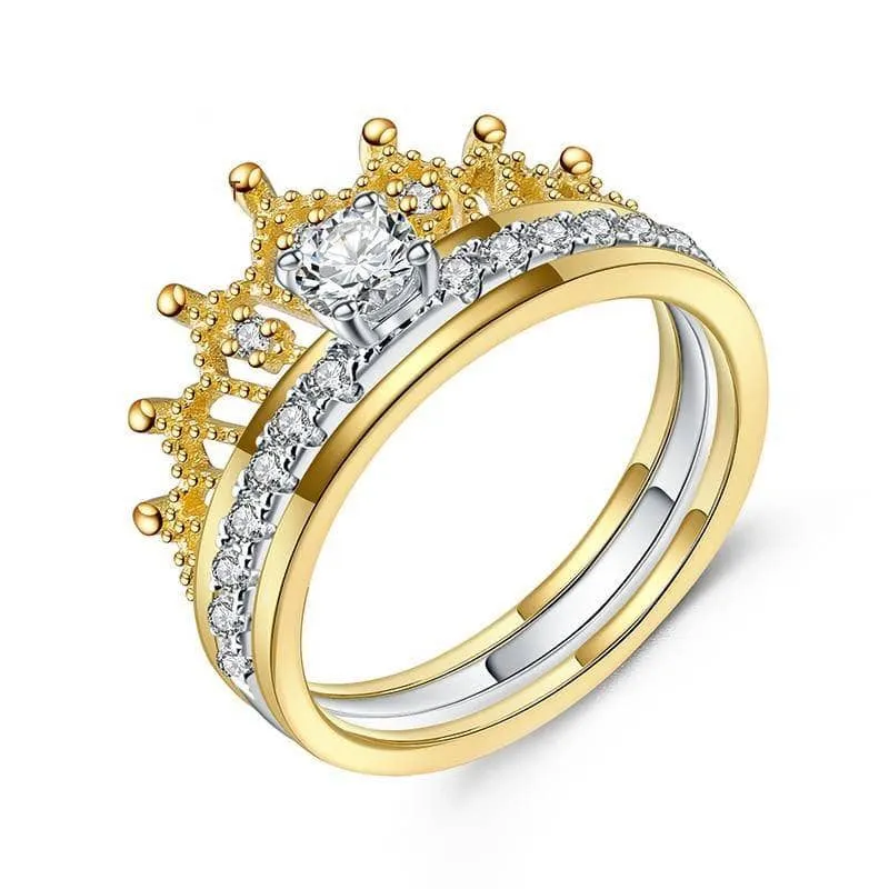 Round Diamond Crown Shaped Insert Ring Set