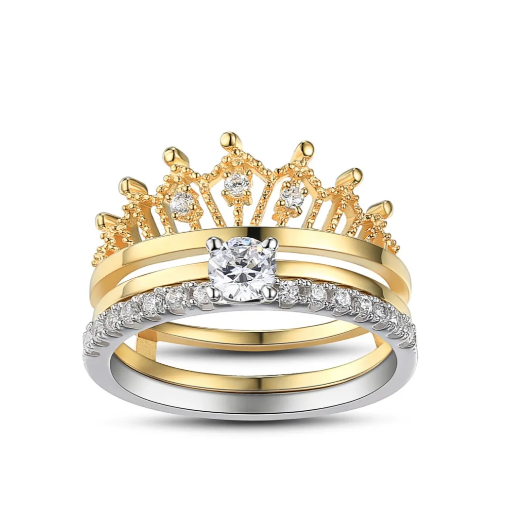 Round Diamond Crown Shaped Insert Ring Set