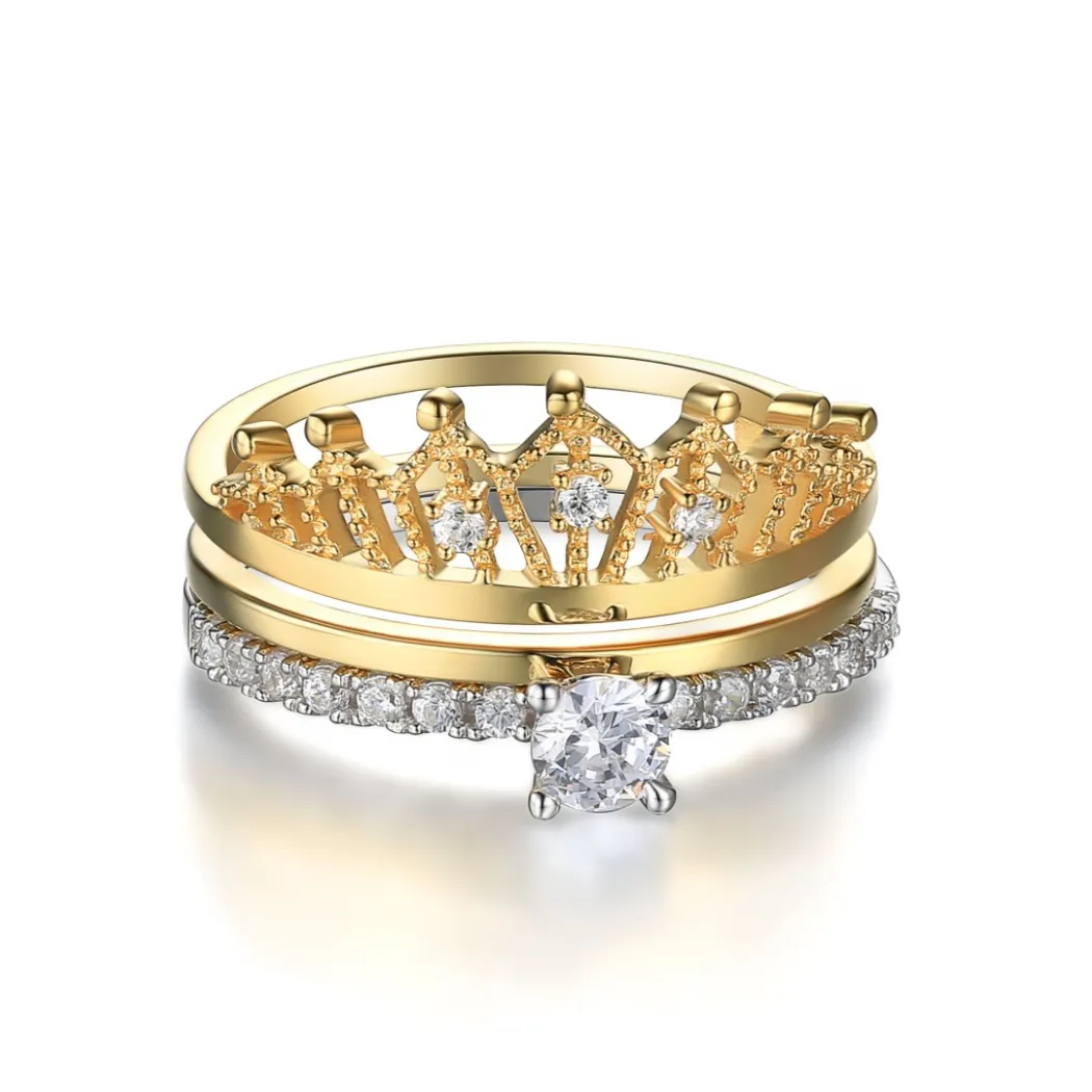 Round Diamond Crown Shaped Insert Ring Set
