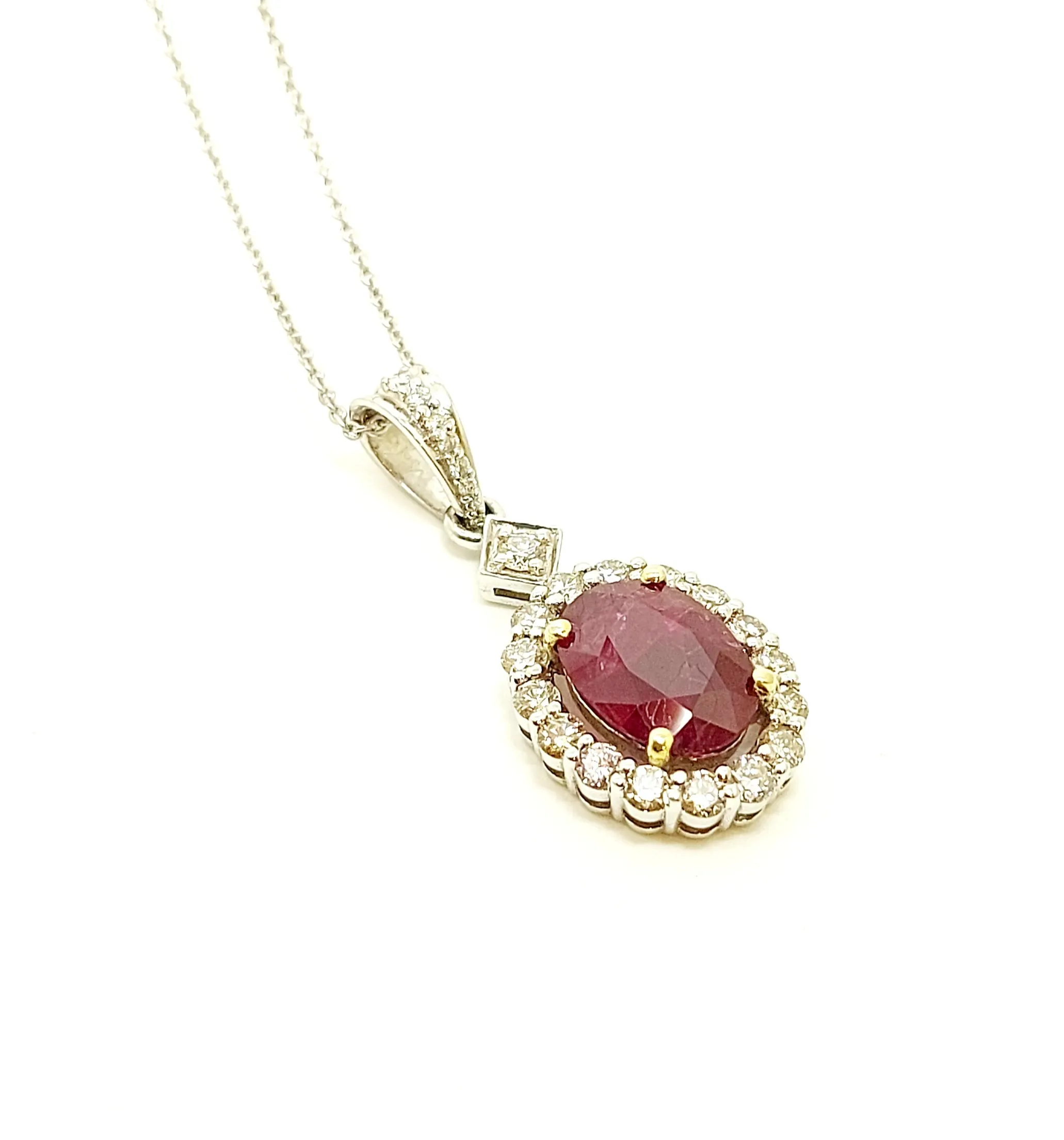 RUBY AND DIAMOND HALO PAVE PENDANT AD NO.2513
