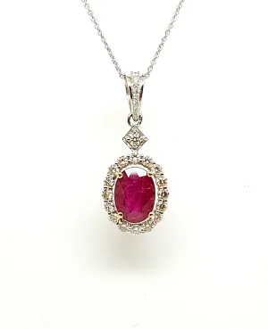 RUBY AND DIAMOND HALO PAVE PENDANT AD NO.2513