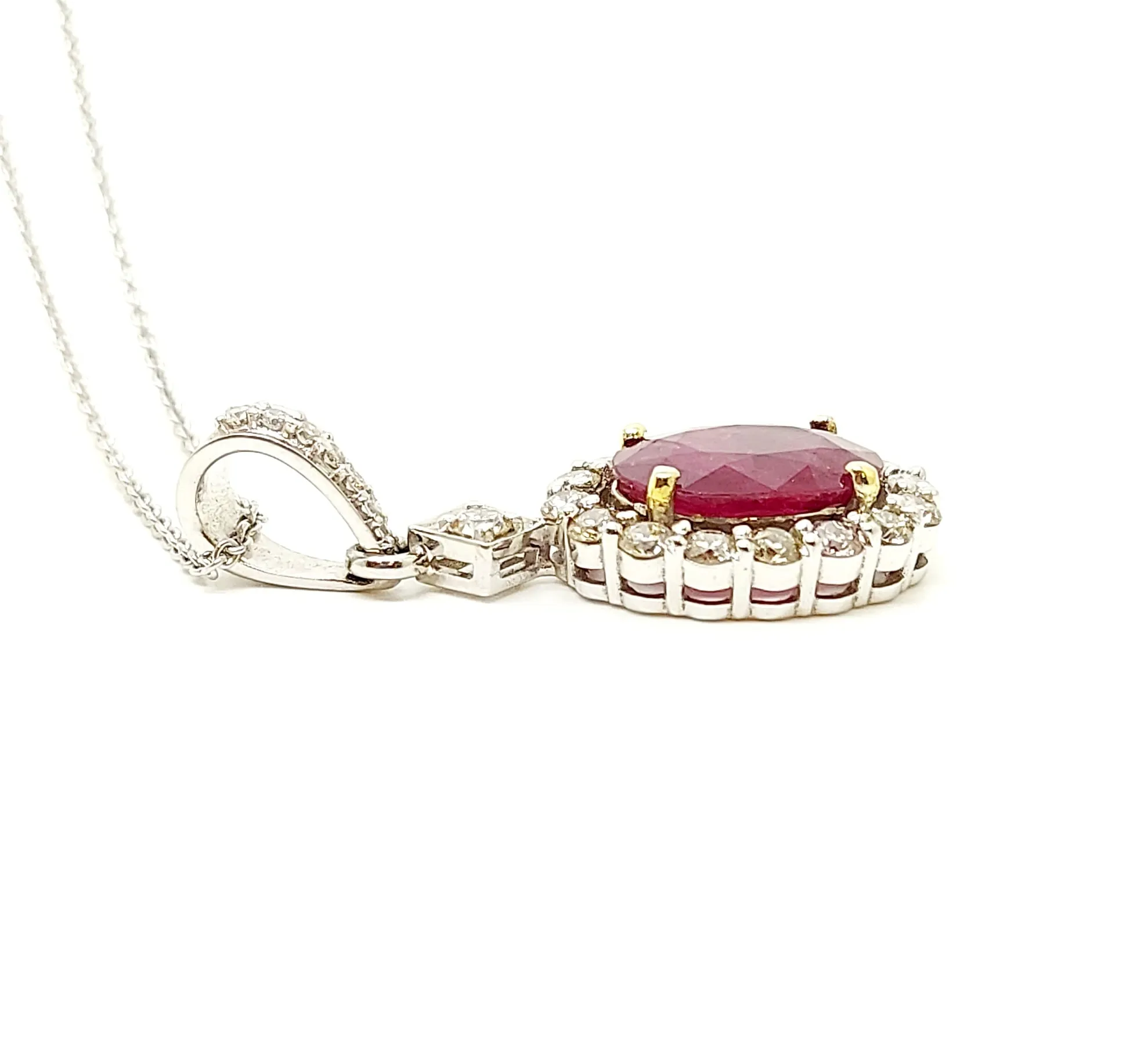 RUBY AND DIAMOND HALO PAVE PENDANT AD NO.2513