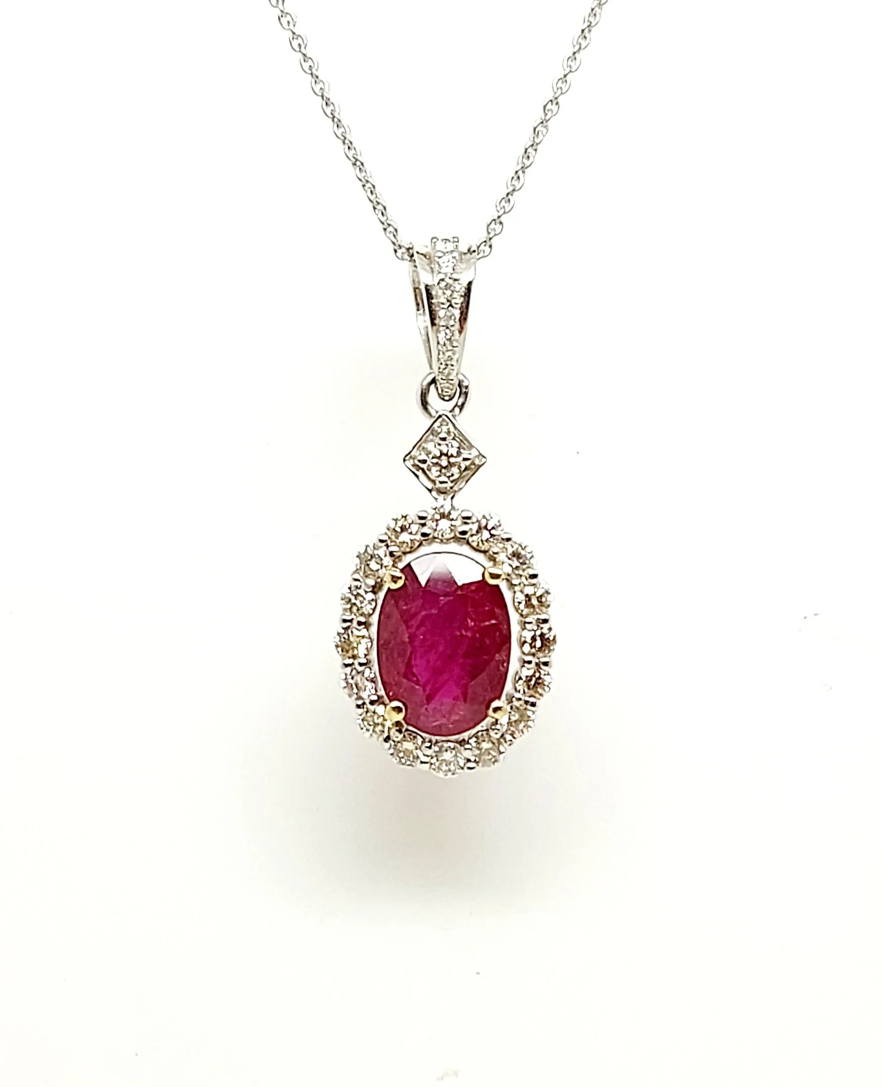 RUBY AND DIAMOND HALO PAVE PENDANT AD NO.2513