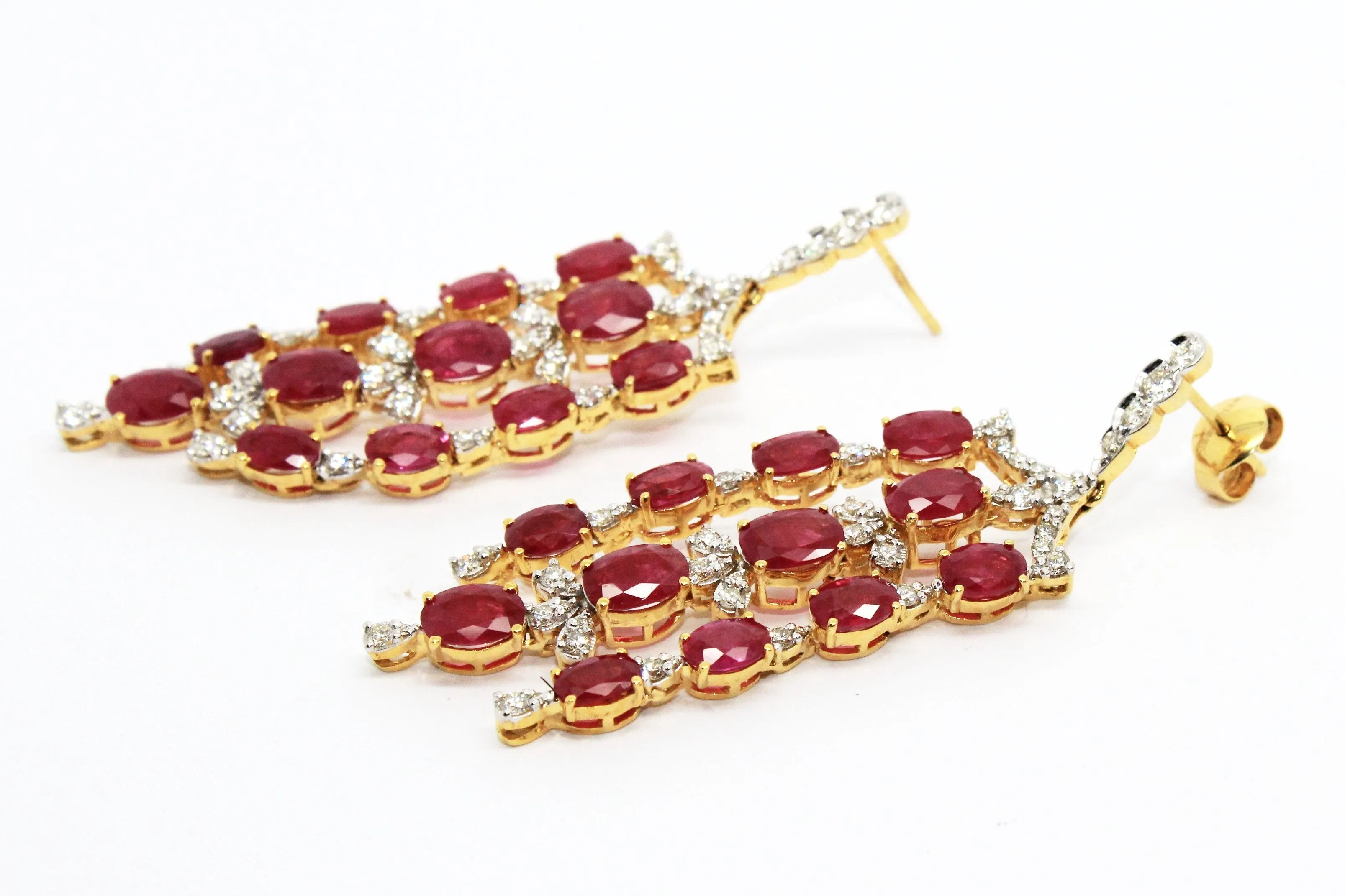 RUBY AND DIAMOND WATERFALL EARRINGS AD NO.1553