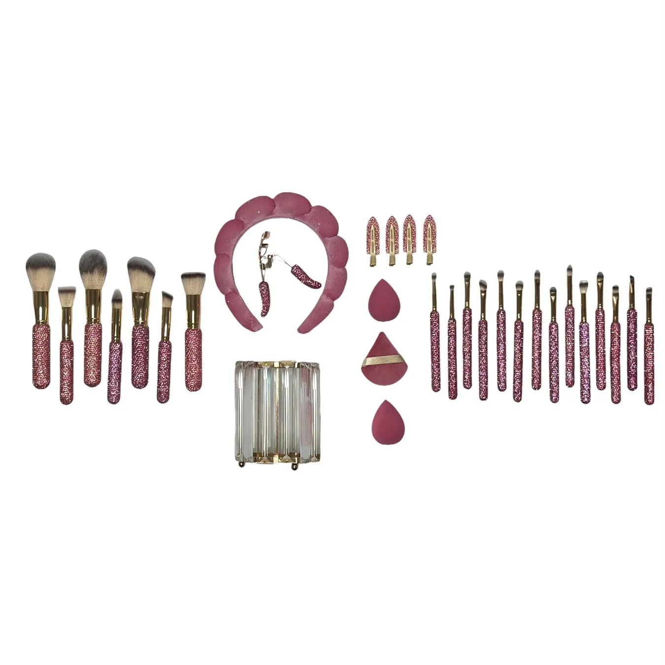 Ruby Pink Mega Glitz & Glam | 31pc Essentials Collection Brush Set | MU0304