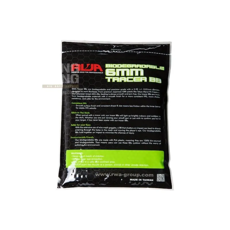 RWA 6mm Airsoft Tracer BBs (PLA BIO Tracer, 0.32g, 3000 rounds/bag)