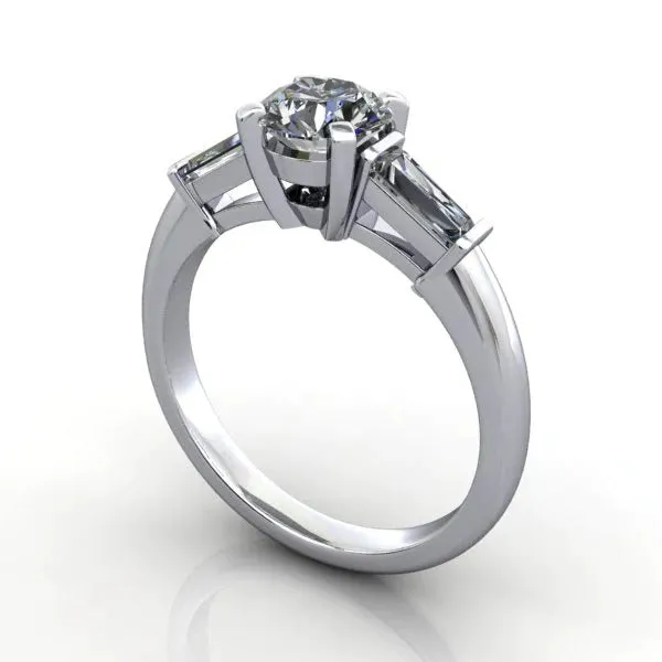 Sage Three-Stone Tapered Baguette Engagement Ring (Setting Only)