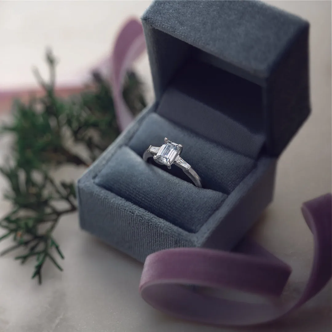 Sage Three-Stone Tapered Baguette Engagement Ring (Setting Only)