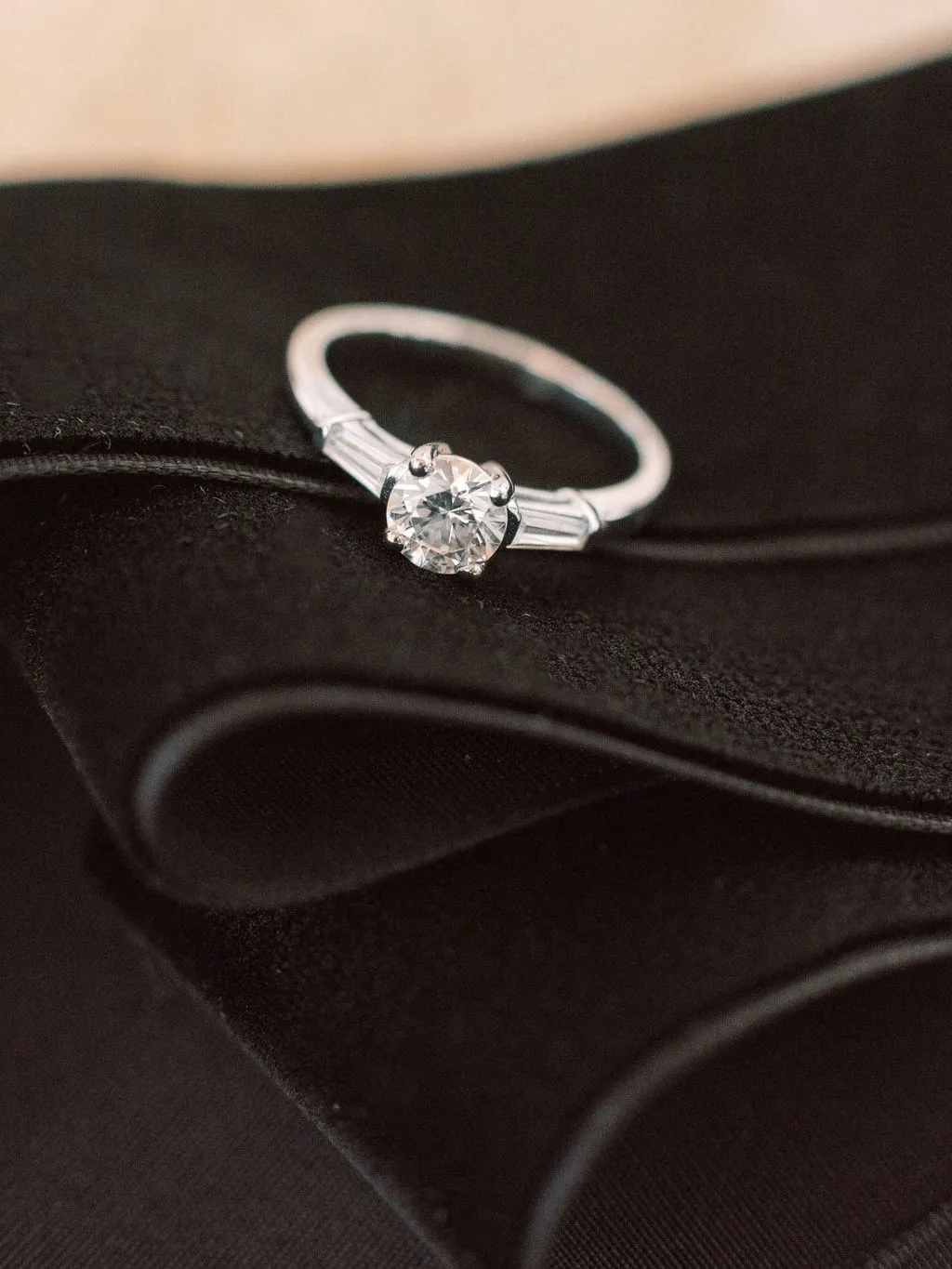 Sage Three-Stone Tapered Baguette Engagement Ring (Setting Only)
