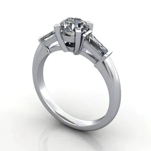 Sage Three-Stone Tapered Baguette Engagement Ring (Setting Only)