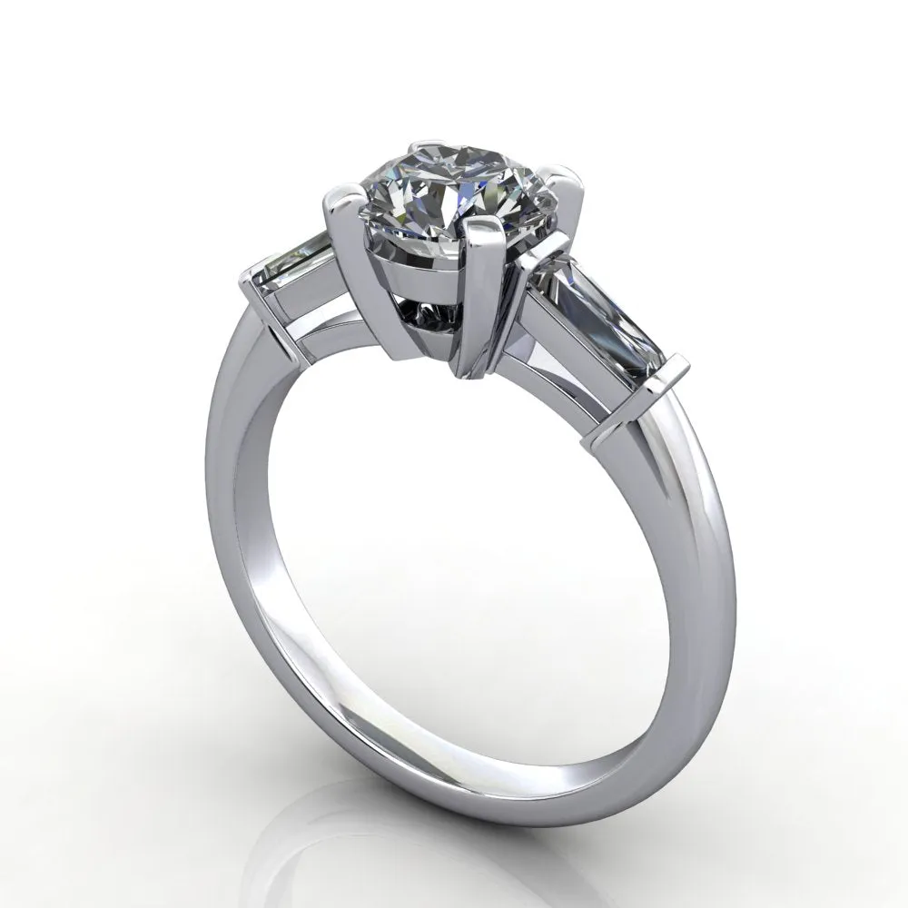 Sage Three-Stone Tapered Baguette Engagement Ring (Setting Only)