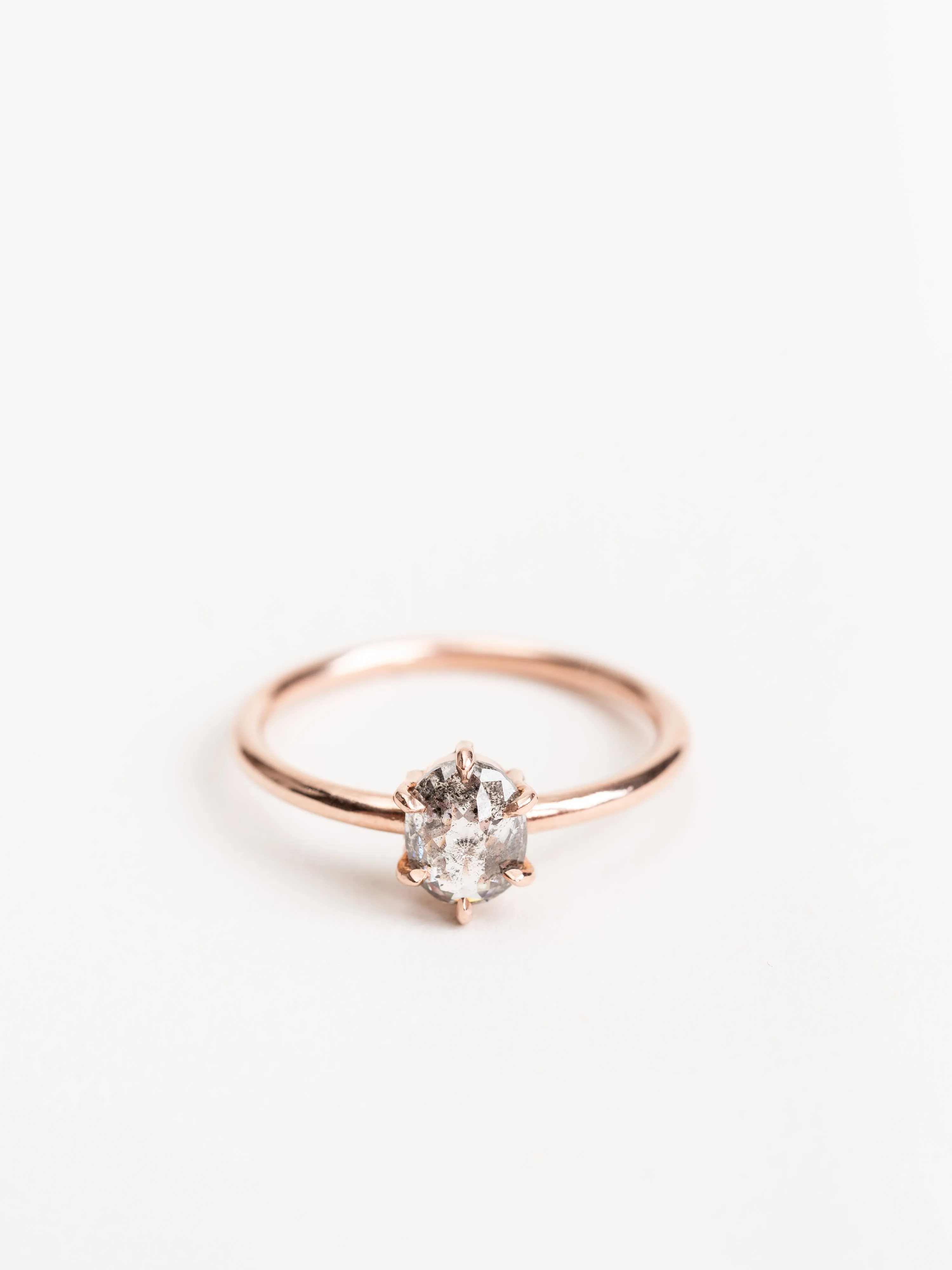 salt & pepper oval diamond with jane setting