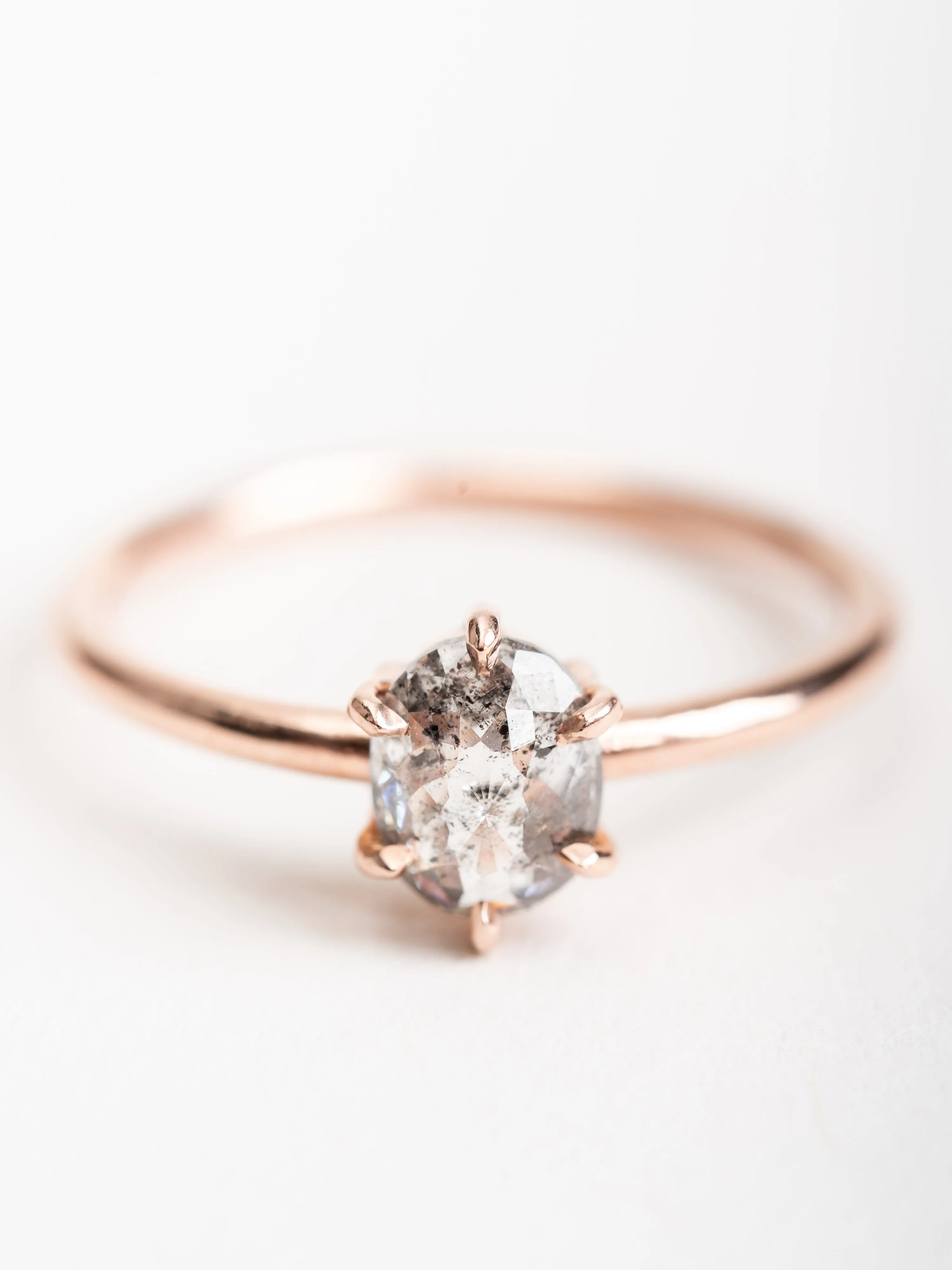 salt & pepper oval diamond with jane setting