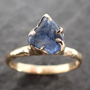 sapphire pebble candy blue polished 18k yellow gold solitaire gemstone ring 2636 Alternative Engagement
