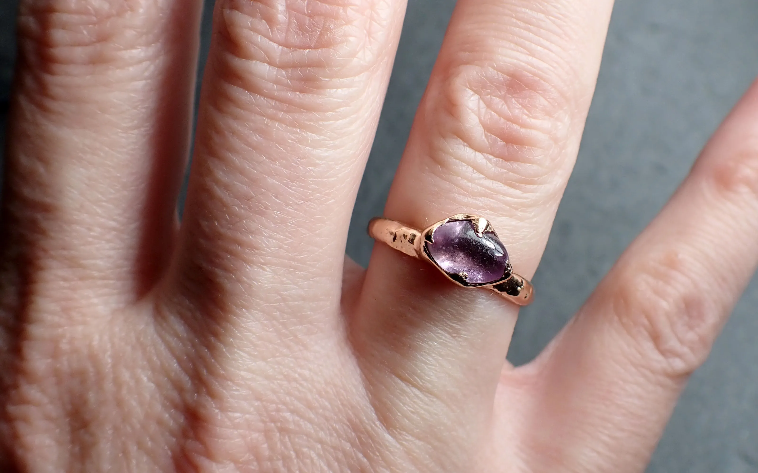 Sapphire  Pink polished 14k Rose gold Solitaire gemstone ring 2793
