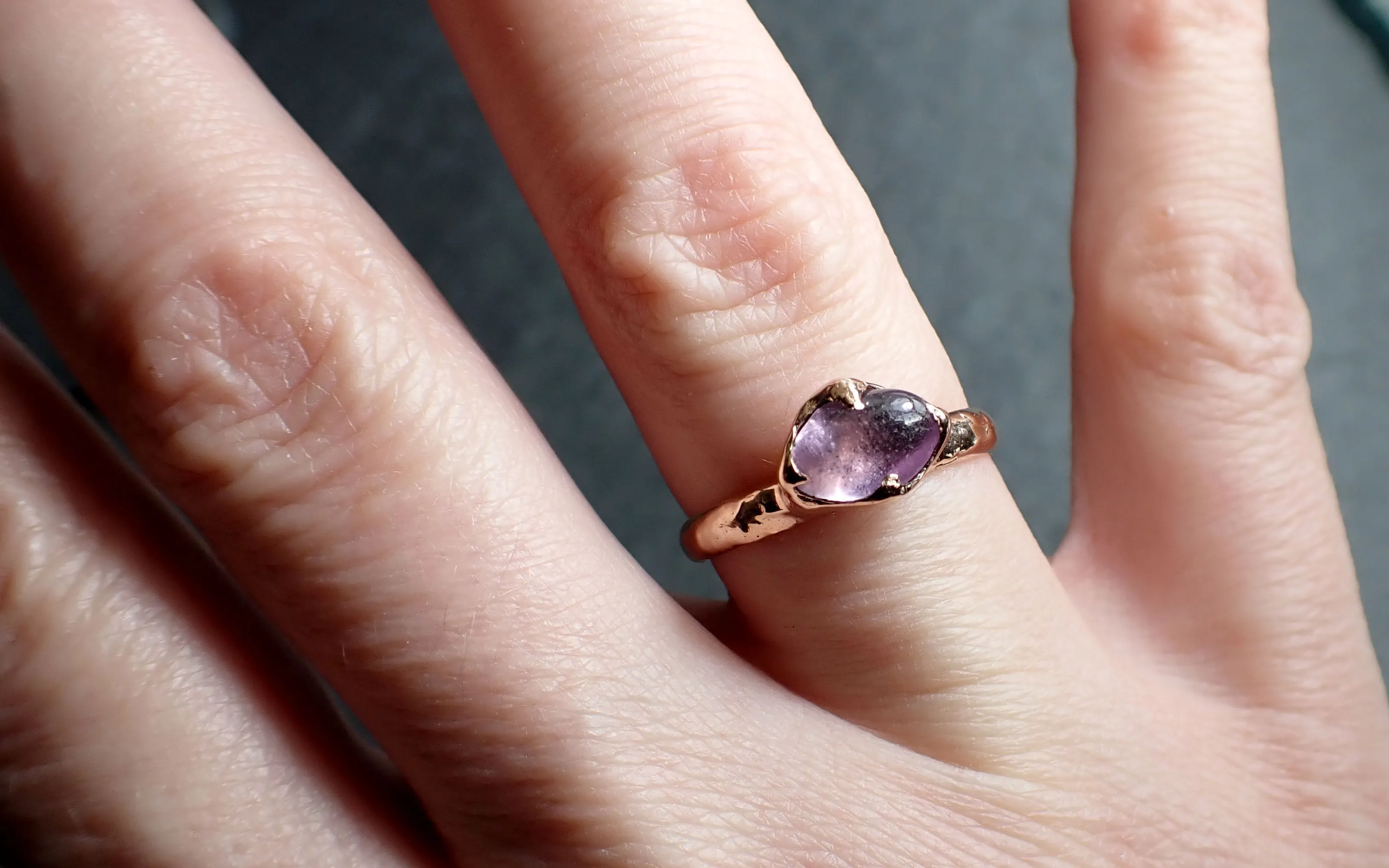 Sapphire  Pink polished 14k Rose gold Solitaire gemstone ring 2793