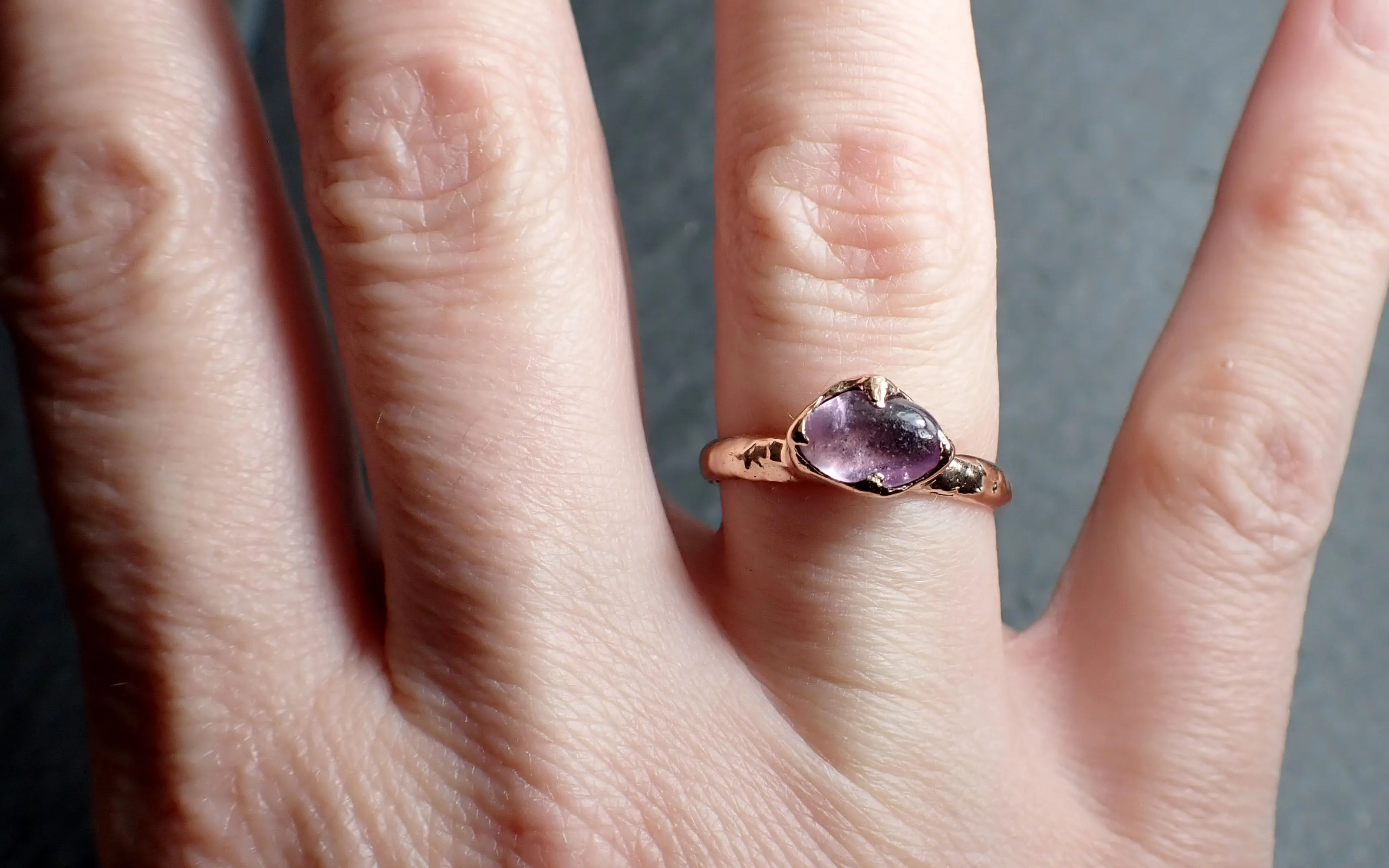 Sapphire  Pink polished 14k Rose gold Solitaire gemstone ring 2793
