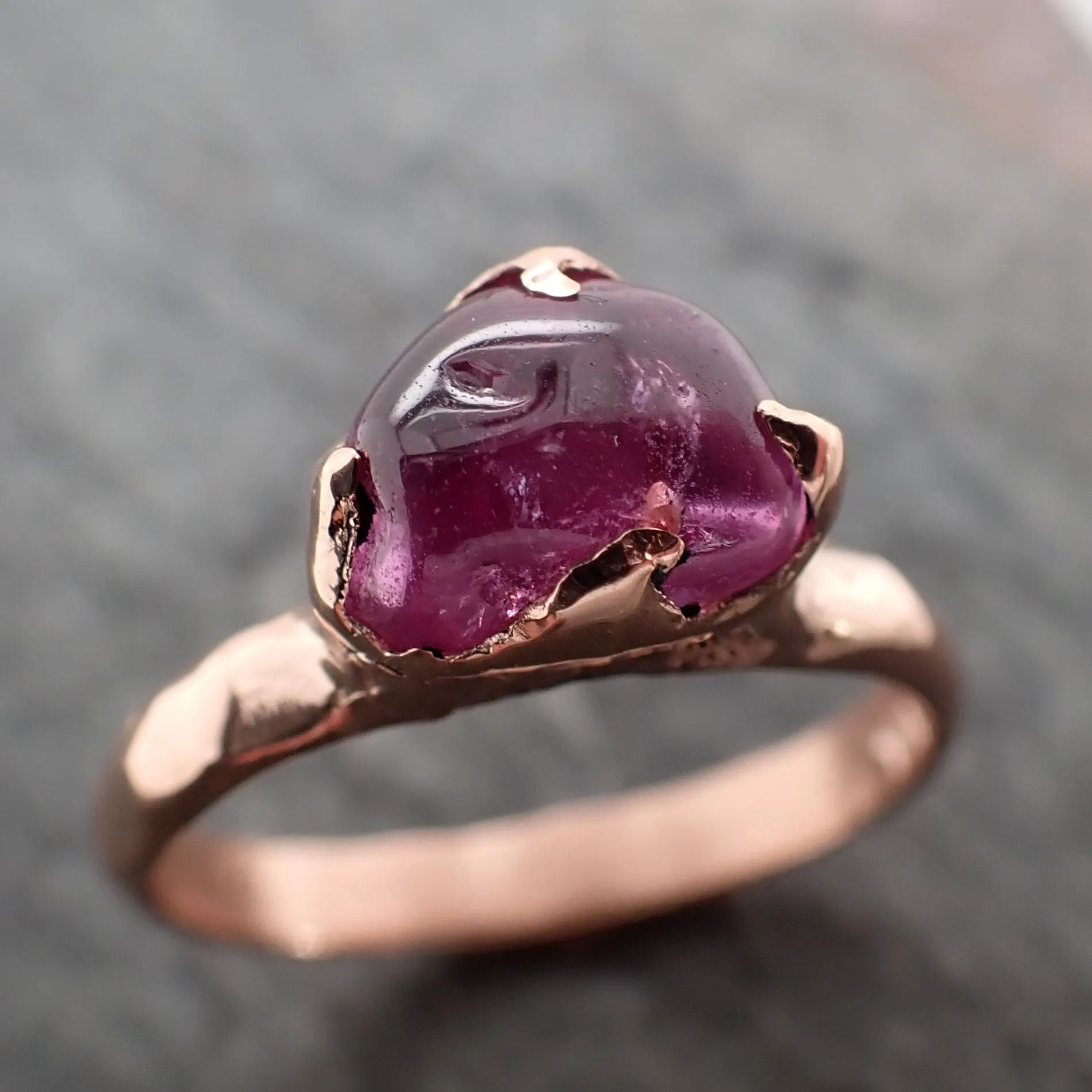 Sapphire   pink polished 14k Rose gold Solitaire gemstone ring 2872