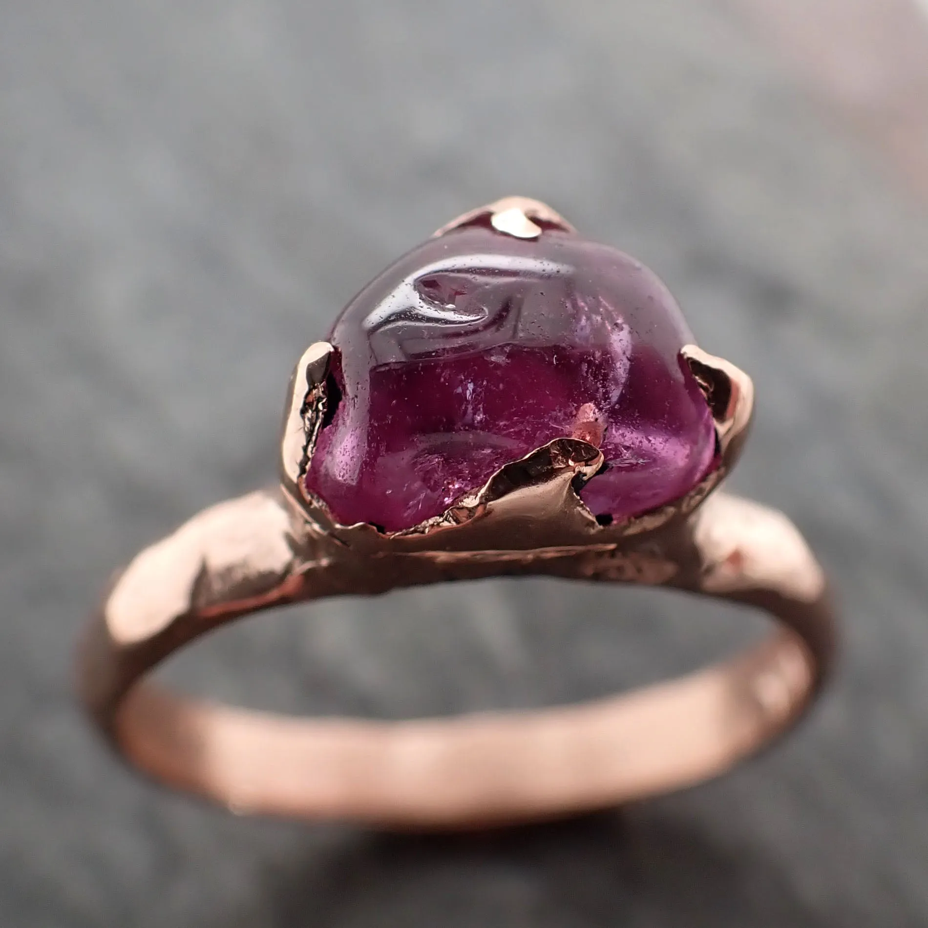 Sapphire   pink polished 14k Rose gold Solitaire gemstone ring 2872