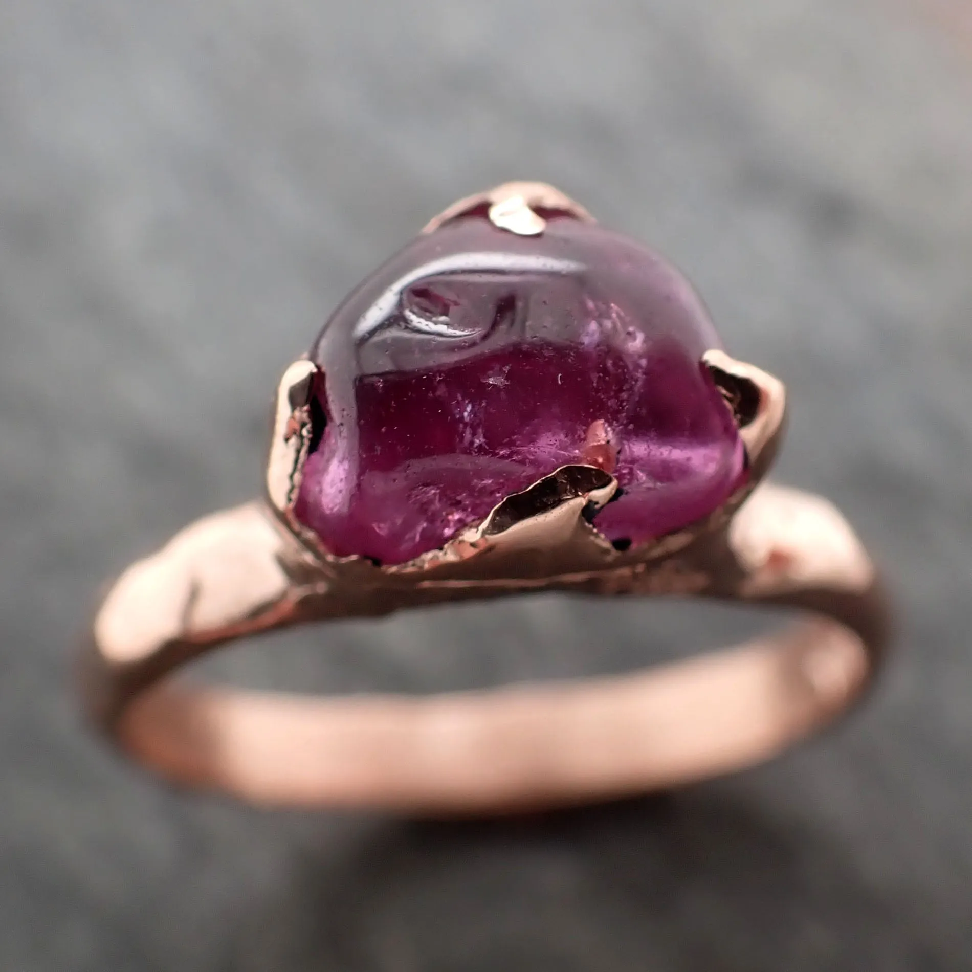 Sapphire   pink polished 14k Rose gold Solitaire gemstone ring 2872