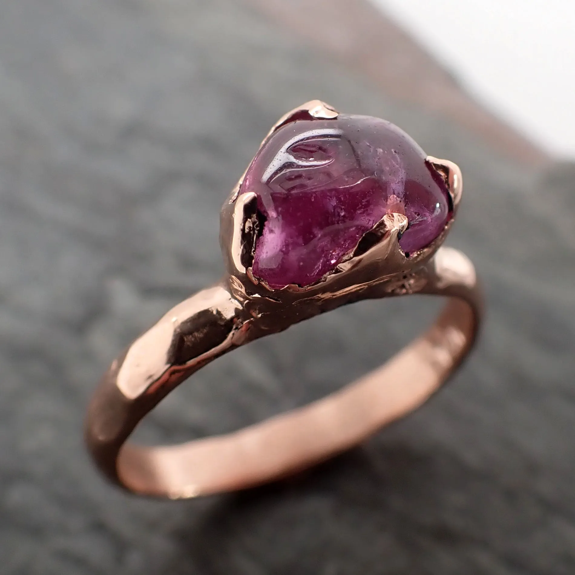 Sapphire   pink polished 14k Rose gold Solitaire gemstone ring 2872