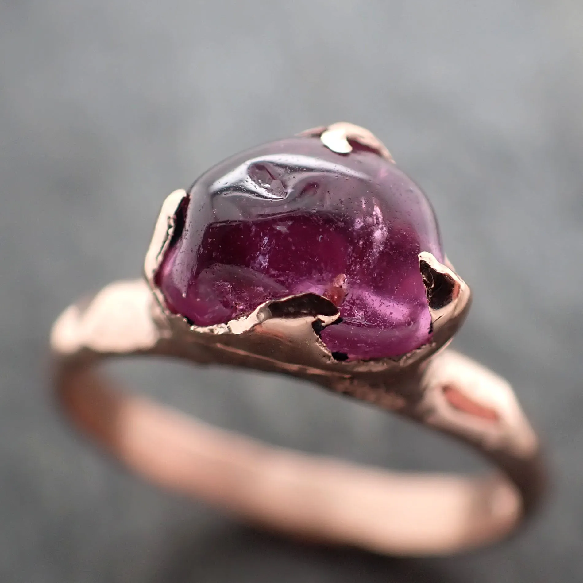Sapphire   pink polished 14k Rose gold Solitaire gemstone ring 2872