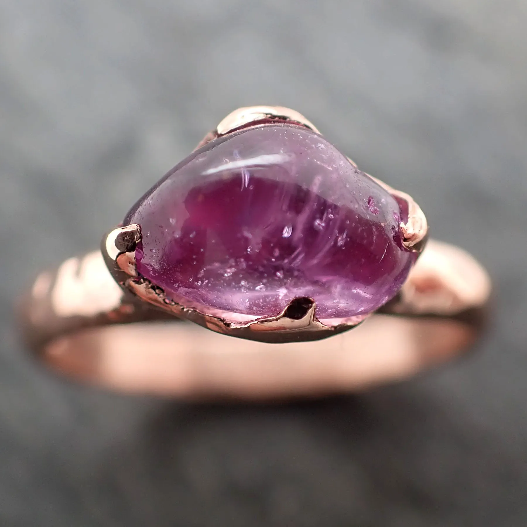 Sapphire   pink polished 14k Rose gold Solitaire gemstone ring 2873