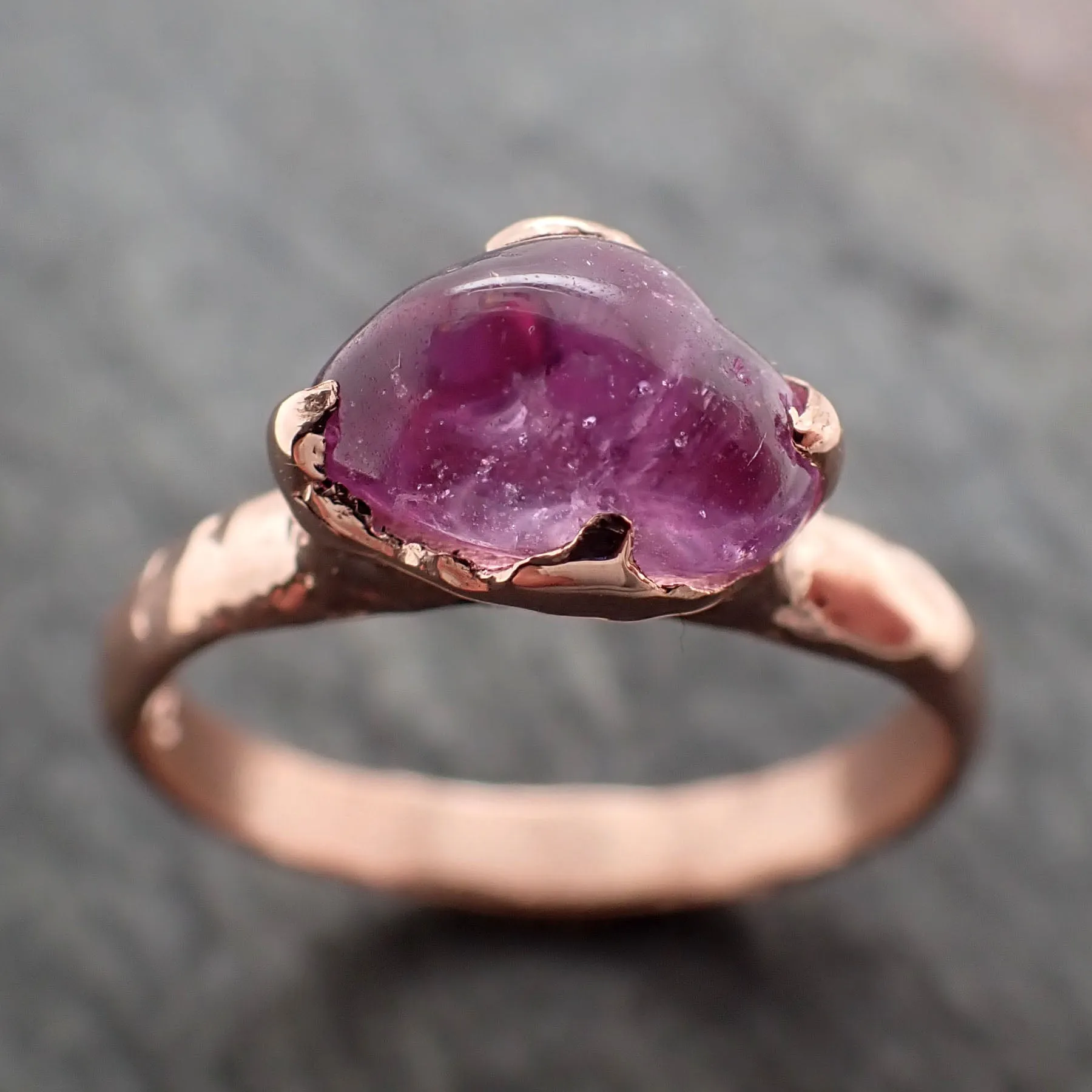 Sapphire   pink polished 14k Rose gold Solitaire gemstone ring 2873
