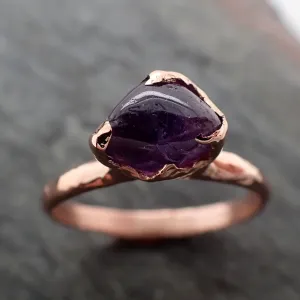 Sapphire  Purple polished 14k Rose gold Solitaire gemstone ring 2870