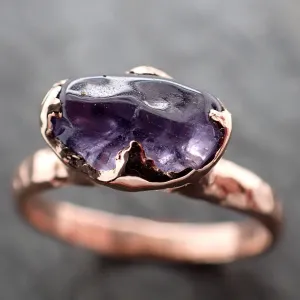 Sapphire   Purple polished 14k Rose gold Solitaire gemstone ring 2896