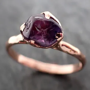 Sapphire   Purple polished 14k Rose gold Solitaire gemstone ring 2897