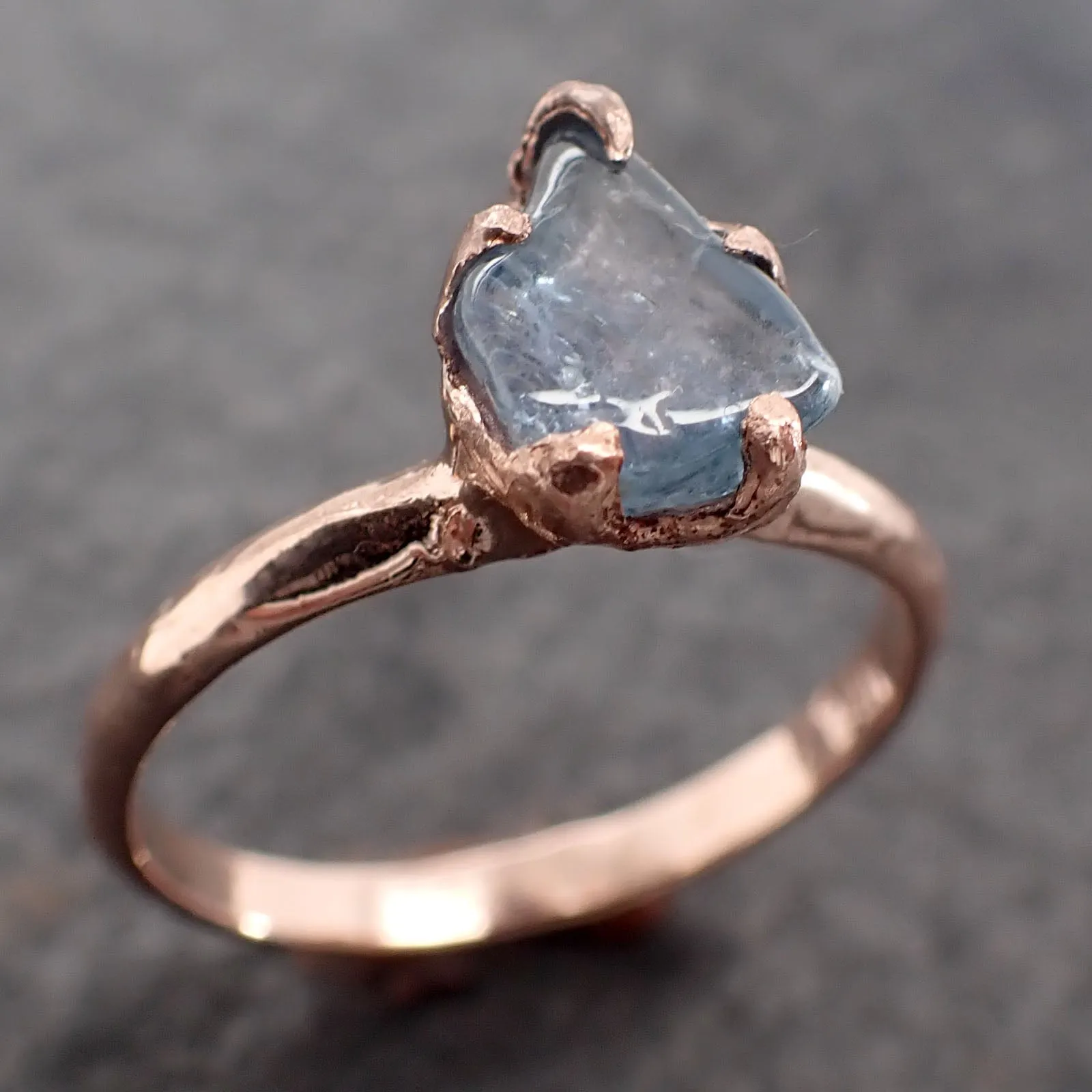 Sapphire tumbled 14k Rose gold Solitaire gemstone ring 2710