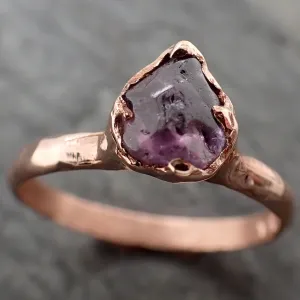 Sapphire tumbled 14k Rose gold Solitaire purple tumbled gemstone ring 3244